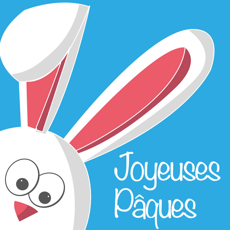 Image du lapin de Pâques avec une phrase de souhaits Joyeuses Pâques. Le lapin de Pâques symbolisant la résurrection a toujours été une image de vœux pour les vacances de Pâques.